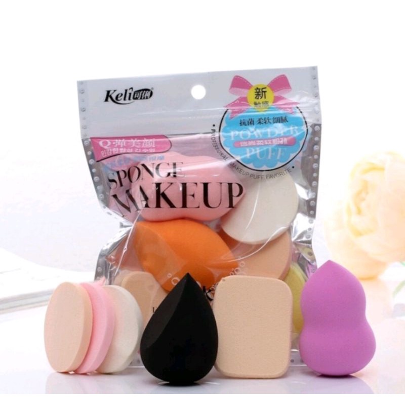 Spons Make Up Set 6 IN 1 Beauty Blender Sponge Bedak Isi 6 Pcs Powder Puff