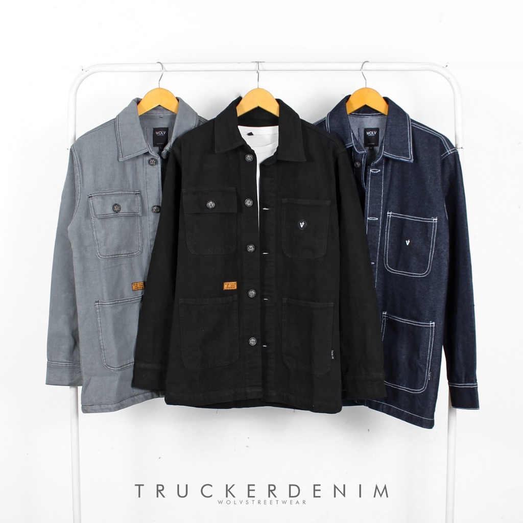 Trucket Denim Jacket / Jaket Trucker Denim Wolv / Jaket Denim Pria / Pakaian Pria / Denim Trucker / 
