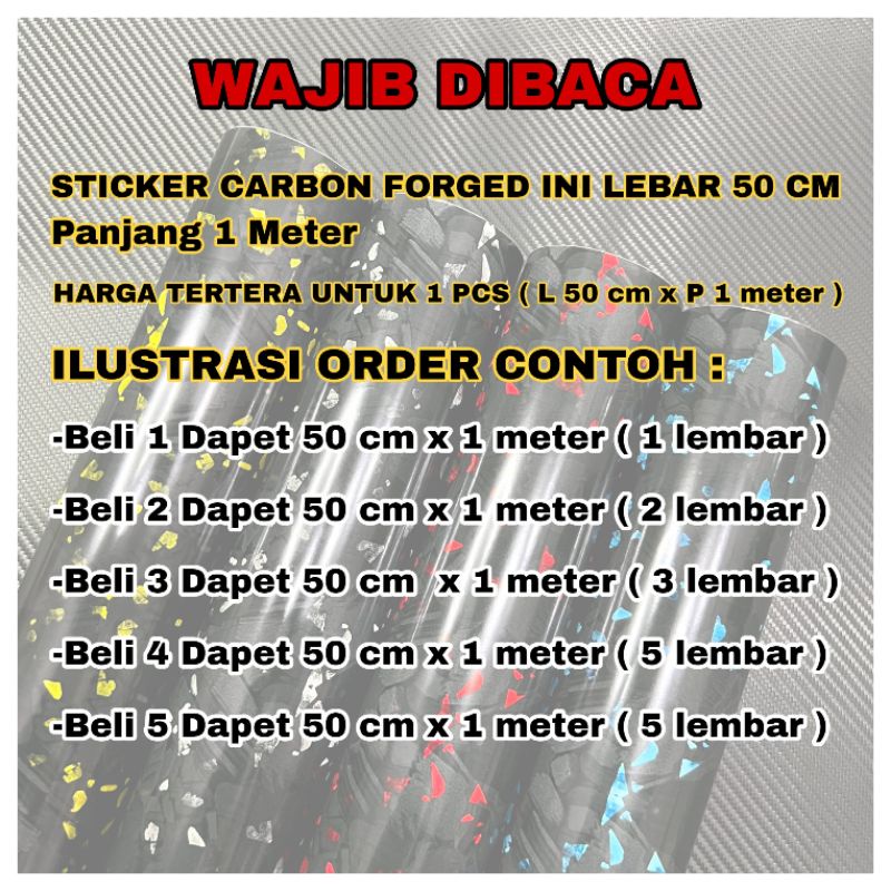 Permeter stiker carbon forged premium super glossy bahan lentur mudah dipasang