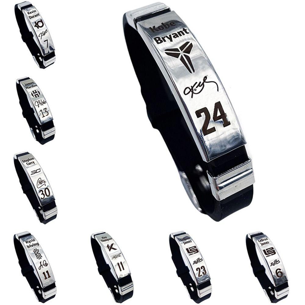 NEEDWAY Needway Olahraga Gelang Tangan 1 Pc Basket Fans Hadiah Perhiasan Basket Bintang Diukir Peregangan Gelang Basketall Pemain Bangles