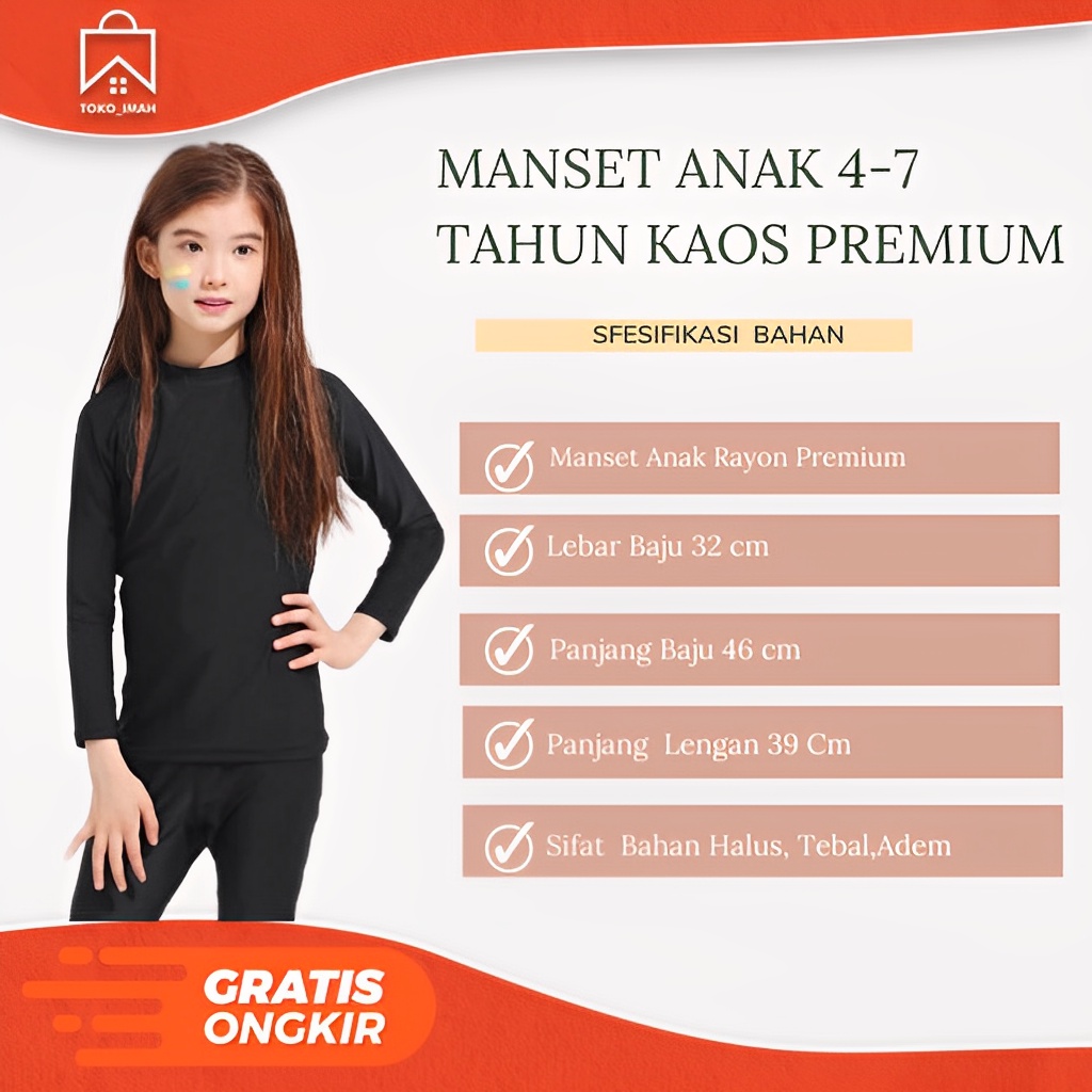 (TERLARIS) MANSET ANAK 5 - 8 TAHUN PANJANG BAHAN RAYON PREMUIM/MANSET ANAK SEKOLAH SD BISA COD TOKO IMAH