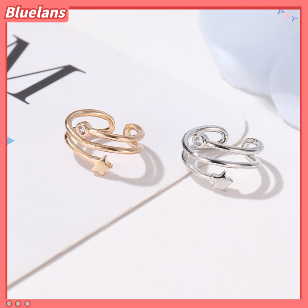 Bluelans 1Pc Women Rhinestone Inlaid Star Ear Cuff Clip On Earring Party Jewelry Gift