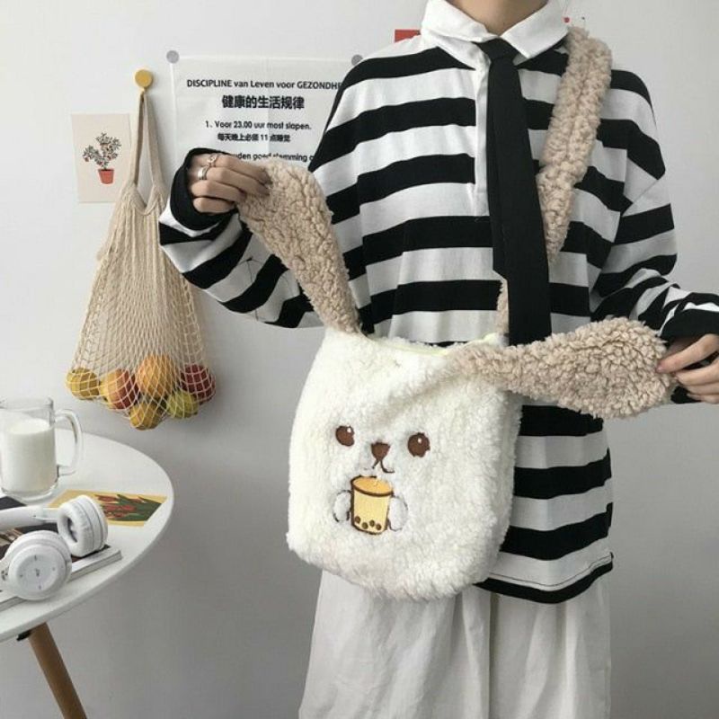 RC Tote Bag Wanita Piyopiyo | Bahan Bulu import dari korea | Murah Bisa COD