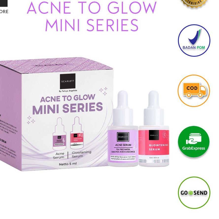 Quality Control✅READY Scarlett Whitening Brightly & Acne to Glow Mini Series | paket mini travel siz
