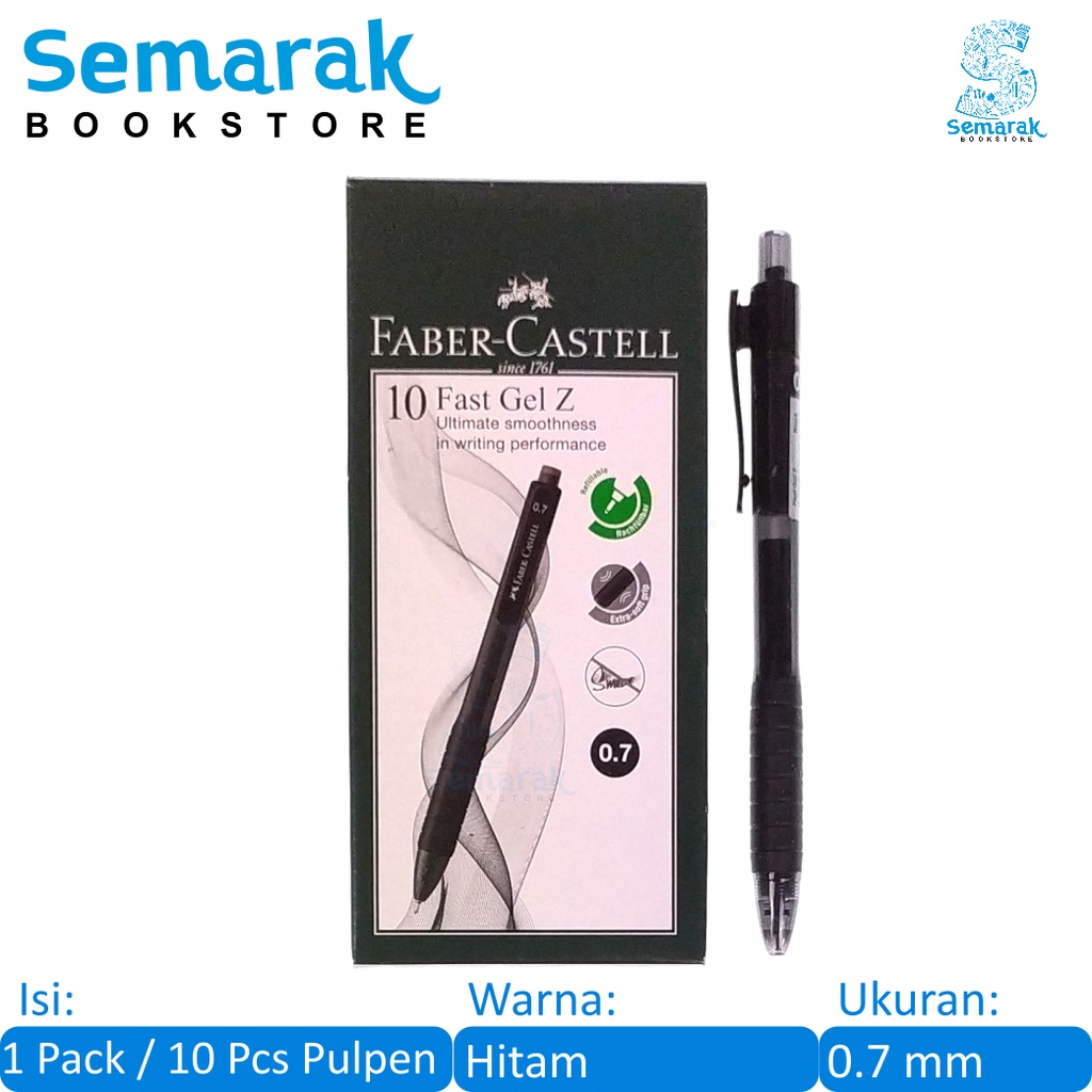 

Faber Castell Fast Gel Z Ballpoint Pulpen Cetek 0.7 - Hitam [1 Pack / 10 Pcs]