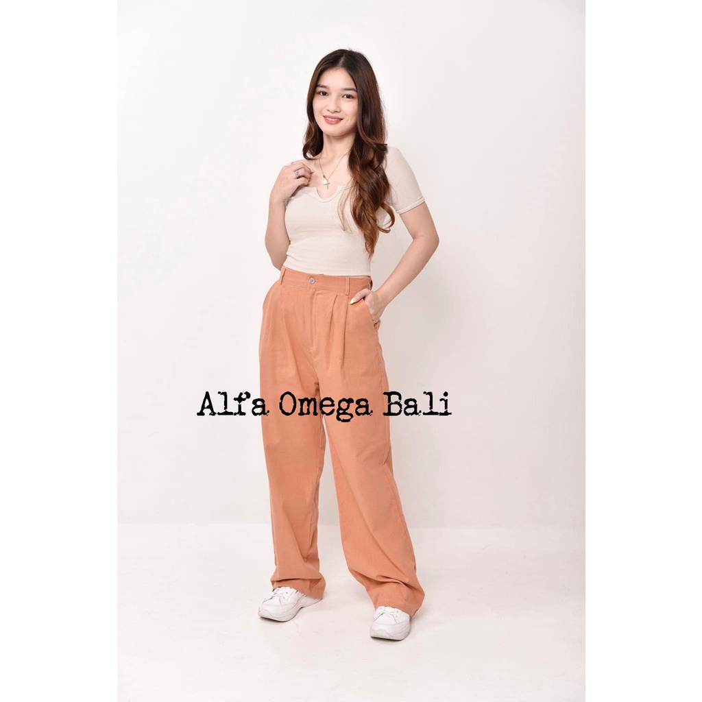 High Waist Pants HW Hawai Kancing Resleting