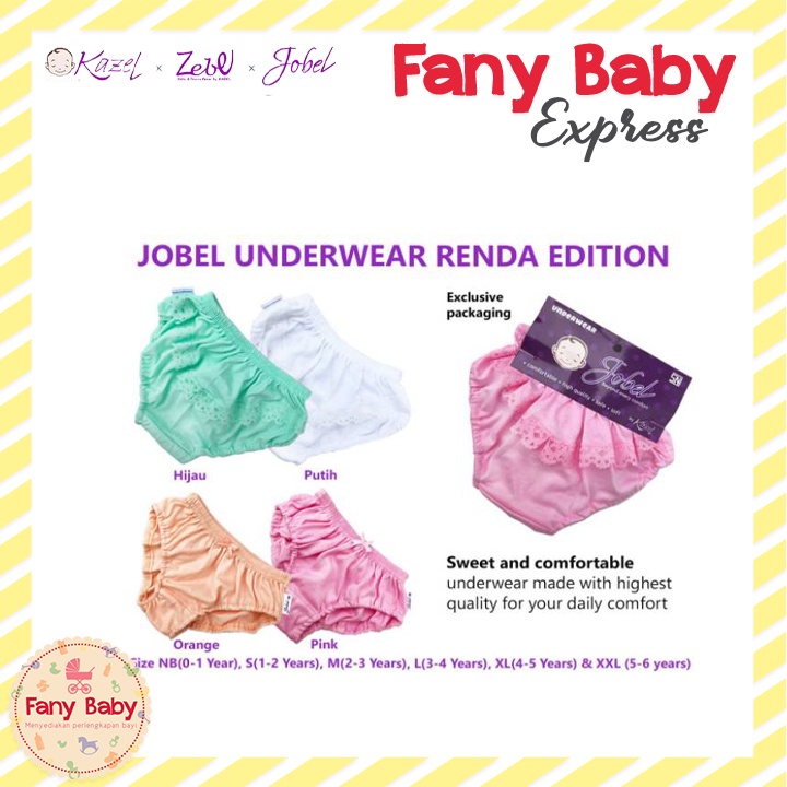 JOBEL BY KAZEL UNDERWEAR RENDA / ROBOT / ICE CREAM / CELANA DALAM BAYI ANAK 0-6TAHUN [ SNI ]