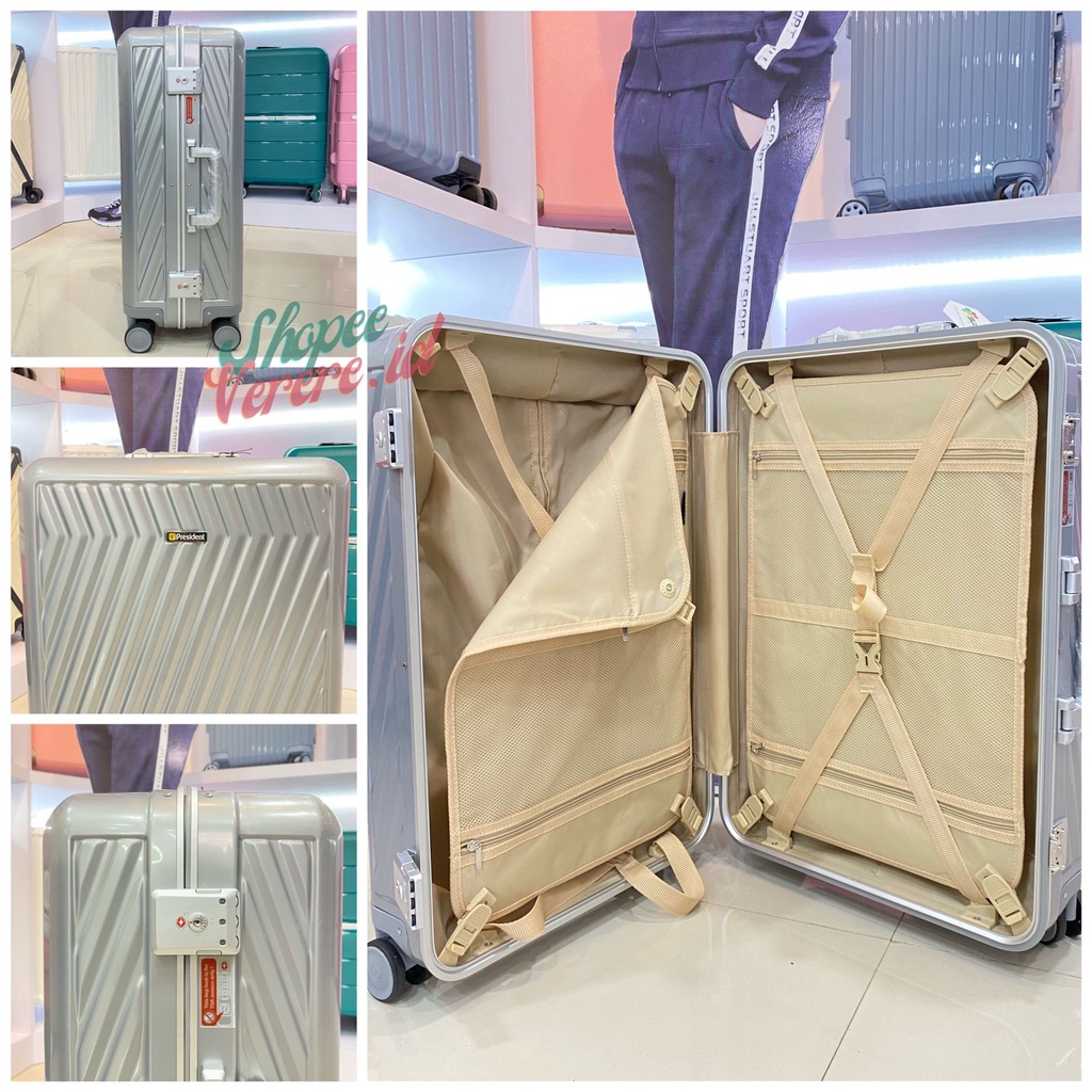 Koper PRESIDENT A89 Series Koper Bagasi 24 Inch TSA Lock Frame Alumunium SuitCase Anti Pecah