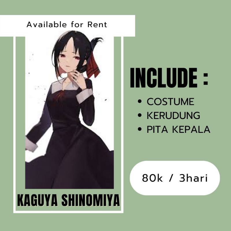 Rental/Sewa Costume cosplay Kaguya, Itsuki nakano, Makima, Marin kitagawa, Sukuna, Yotsuba Nakano