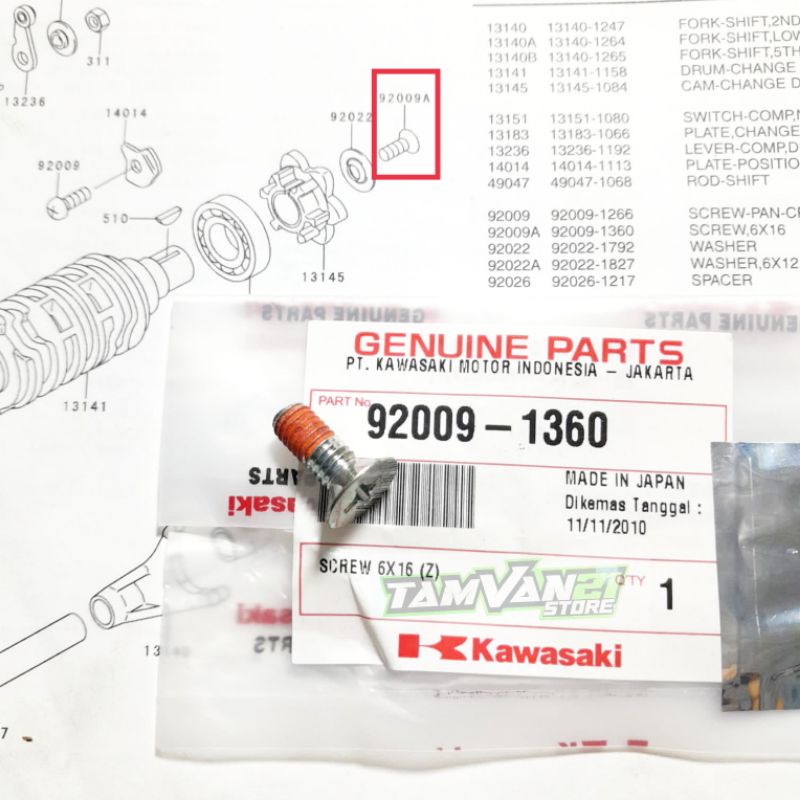 BAUT GEARBOX DRUM SHIFT GULA-GULA NINJA RR R SS 92009-1360 (Rak Hijau.B2)