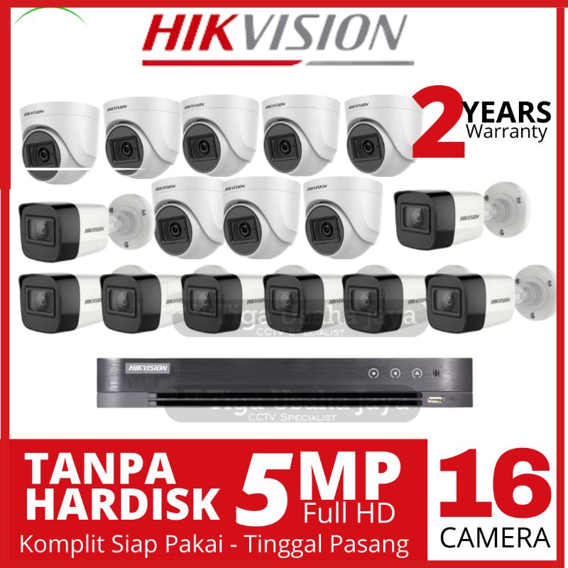 PAKET CCTV HIKVISION 5MP 16 CHANNEL 16 CAMERA