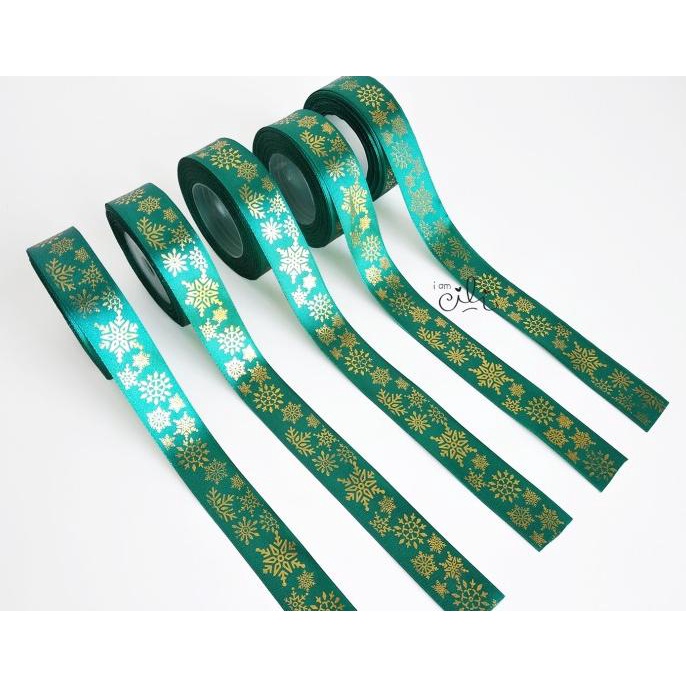 

'+'+'+'+] (PTS-XMAS04-HIJAU) Pita SATIN natal SALJU (1 inch / 2.5 cm)