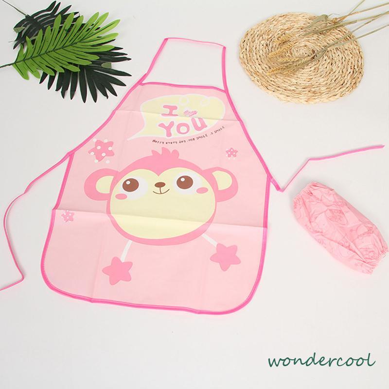 Celemek Apron Anak untuk Melukis Berkebun Karakter Kartun Dengan manset/Tanpa manset-Won