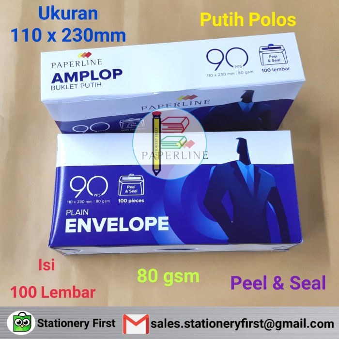 

Eklusif Amplop Paperline 90 Polos Pps Ppl Kabinet (110 X 230Mm) 80Gsm 100 Pcs Trendi