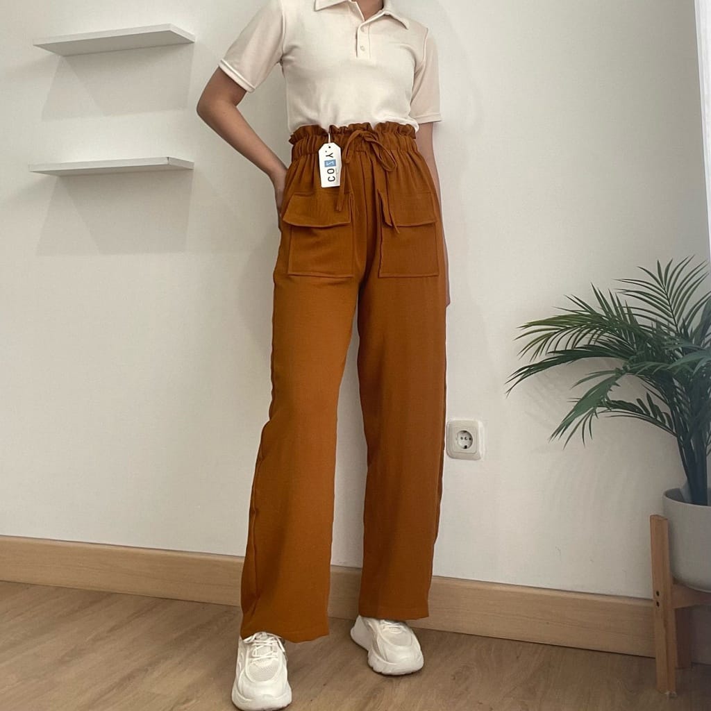 Tq88indonesia Fashion Celana Panjang Polos  Wanita Casual  /Hanna Pant CRINCLE Terbaru / Ootd Kekinian