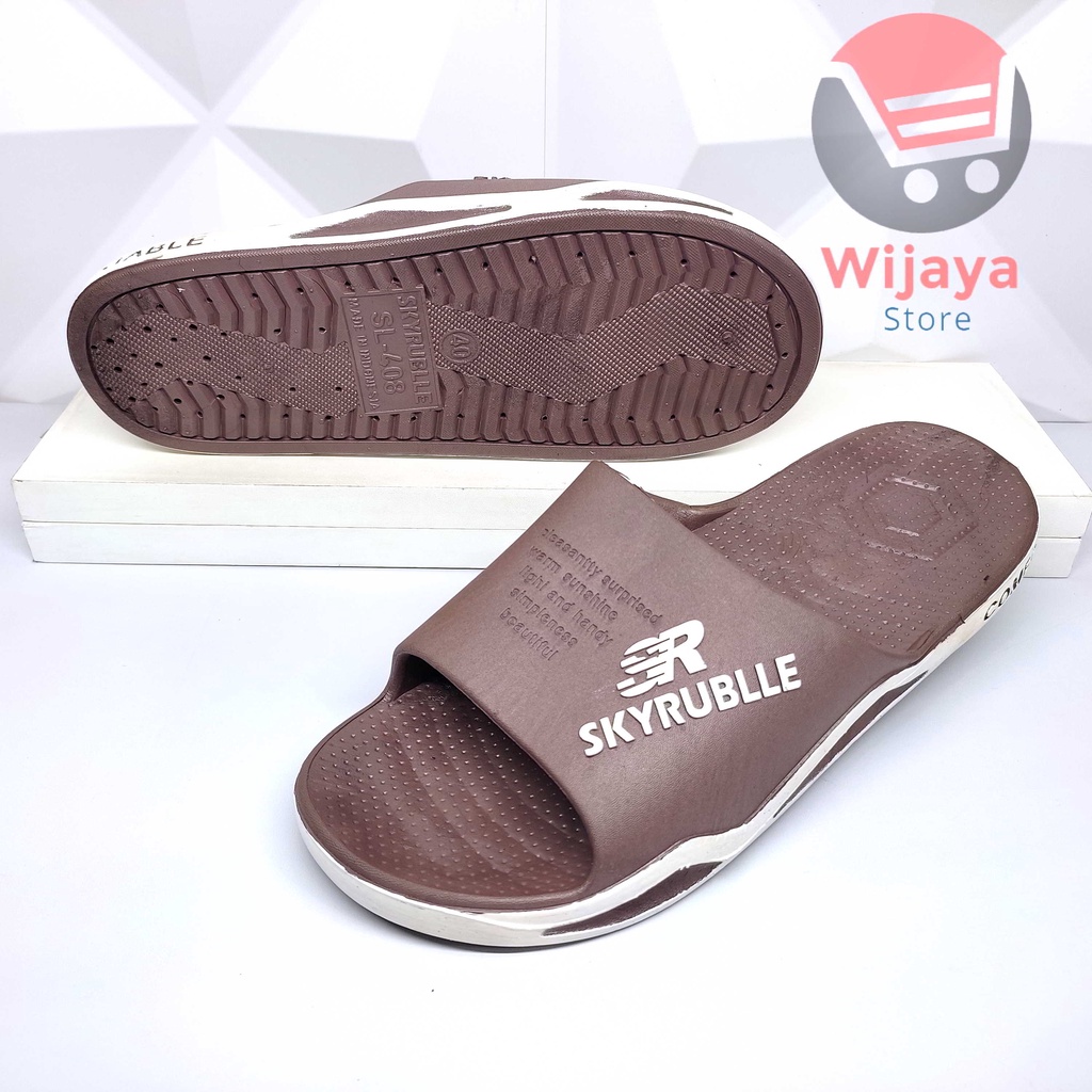 Sandal Selop Pria SKYRUBBLE 408 Sendal Slide Full Karet Senyawa Trendy untuk Aktivitas Sehari-hari