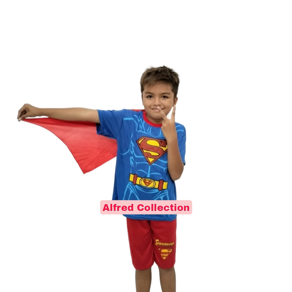 SETELAN BAJU ANAK SUPERMAN PENDEK SAYAP UNTUK ANAK 2-10 TAHUN BISA COD