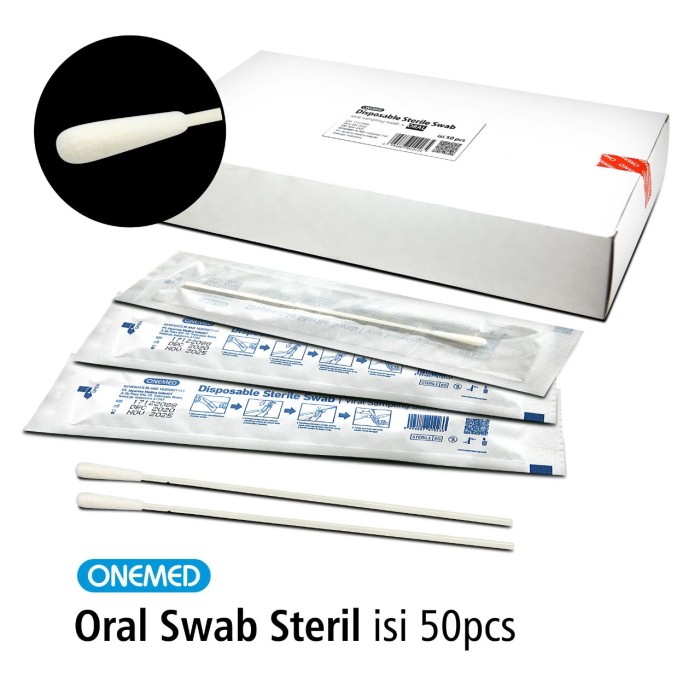 Oral Swab Steril / Flocked Swab Oro Onemed Box Isi 50 Pcs