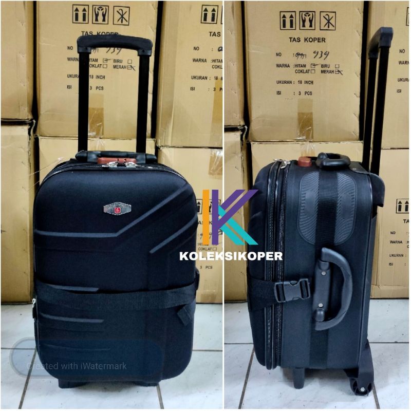 Koper Original Polo Team Kanvas tebal Hitam Ukuran Kabin 16 inch