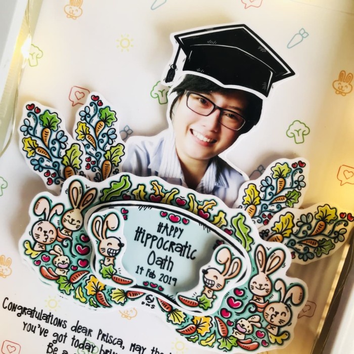 Kerajinan Kado Wisuda Upgrade Lampu Custom Hadiah Pop Up Frame Bunny Small