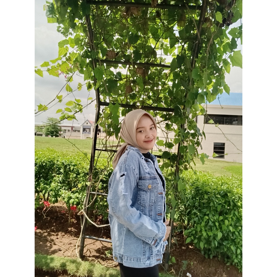 [Wrestlerstudio] Jacket Jeans Ripped Sobek Oversize  Wanita Premium