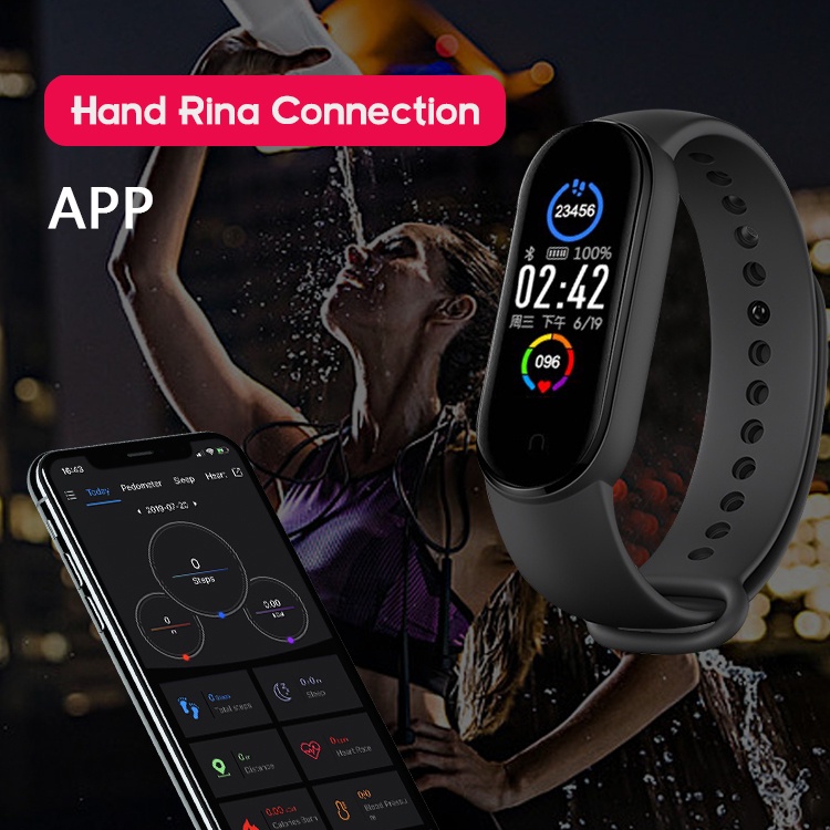 M5 Jam Digital Waterproof Olahraga Android dan iPhone Fitur Lengkap Smartband smart band5 Mi heart rate blood pressure fitness tracker fashion Play Music Custom Dial Smartband terhubung untuk iphone xiaomi samsung