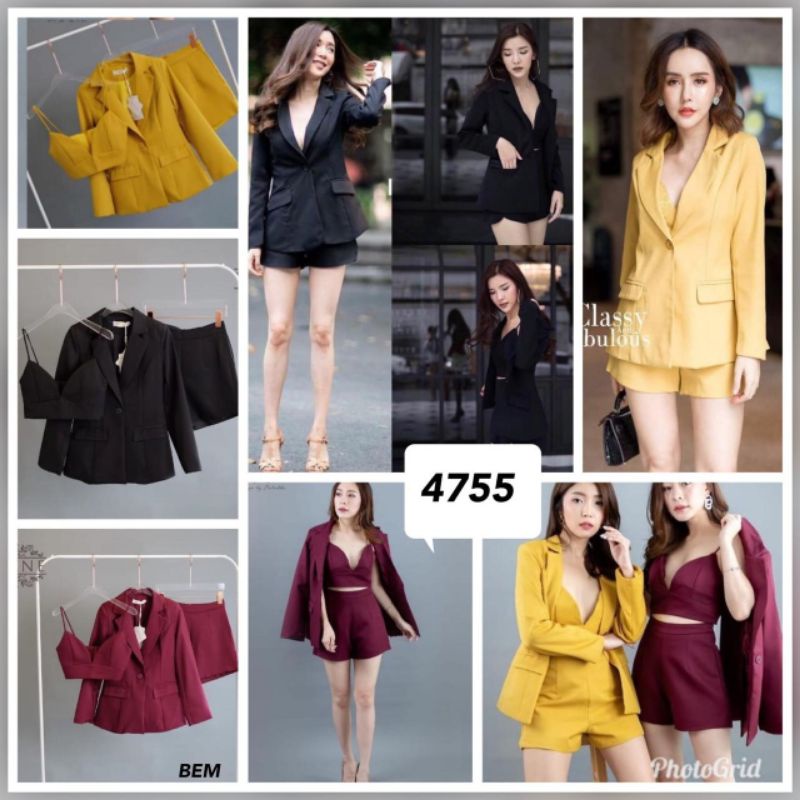 Setelan Blazer Celana Pendek Scuba + Iner 4755