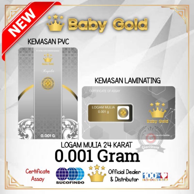 Jual BABYGOLD Logam Mulia Emas Mini Asli 24 Karat 0.001 Gram
