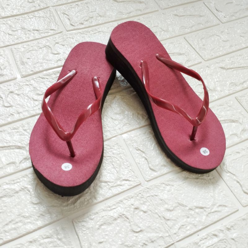 SANDAL JEPIT WADGES TINGGI SPONS WANITA SANDAL RUMAHAN POLOS