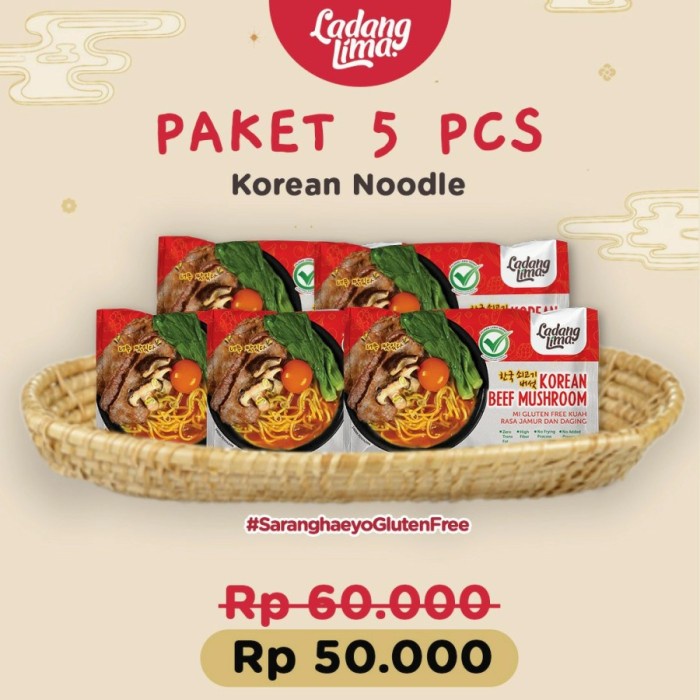 

NEW Paket 5pcs Mie Korea Gluten Free Ladang Lima - Instant Korean Noodle