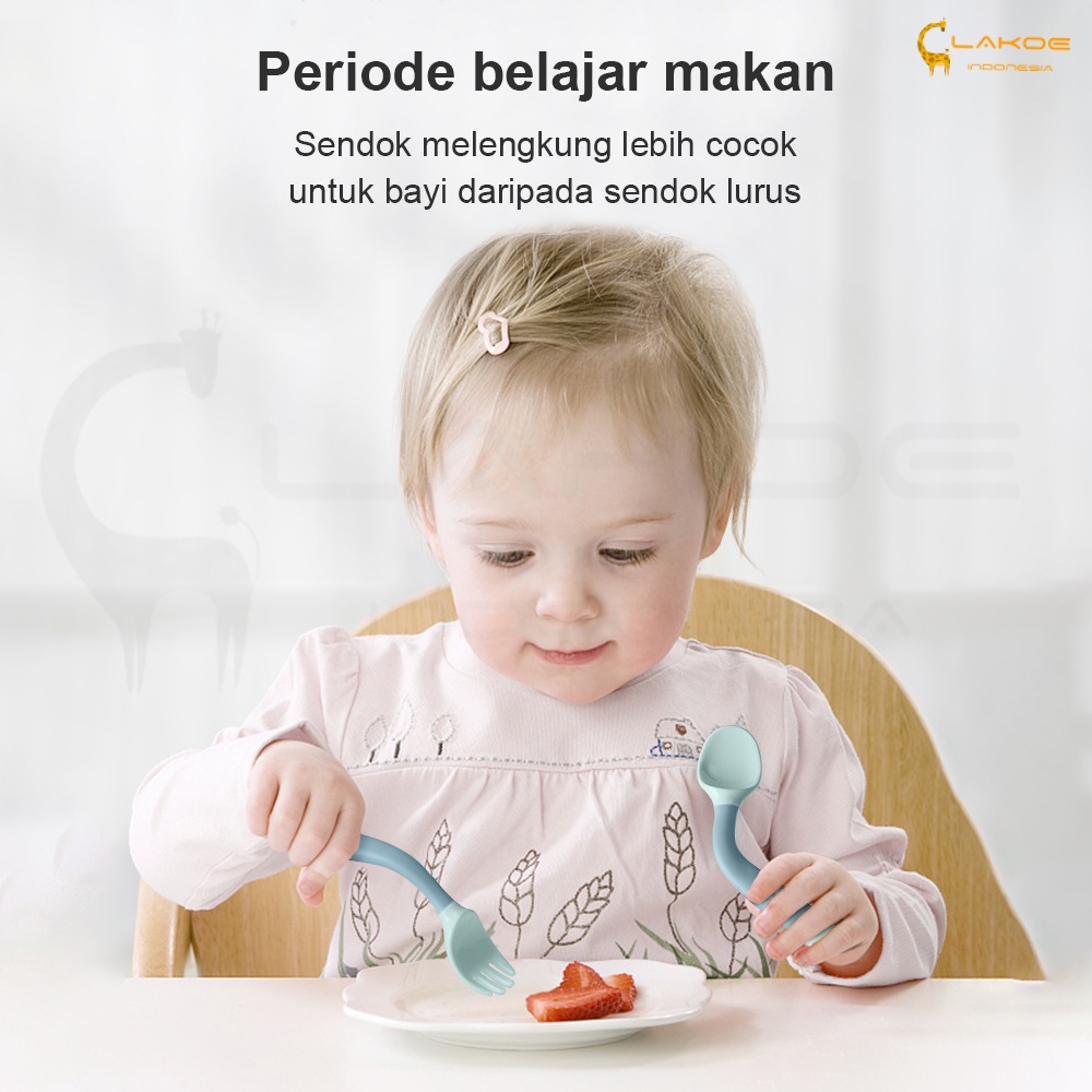 LAKOE set sendok garpu anak bayi peralatan makan anak bayi