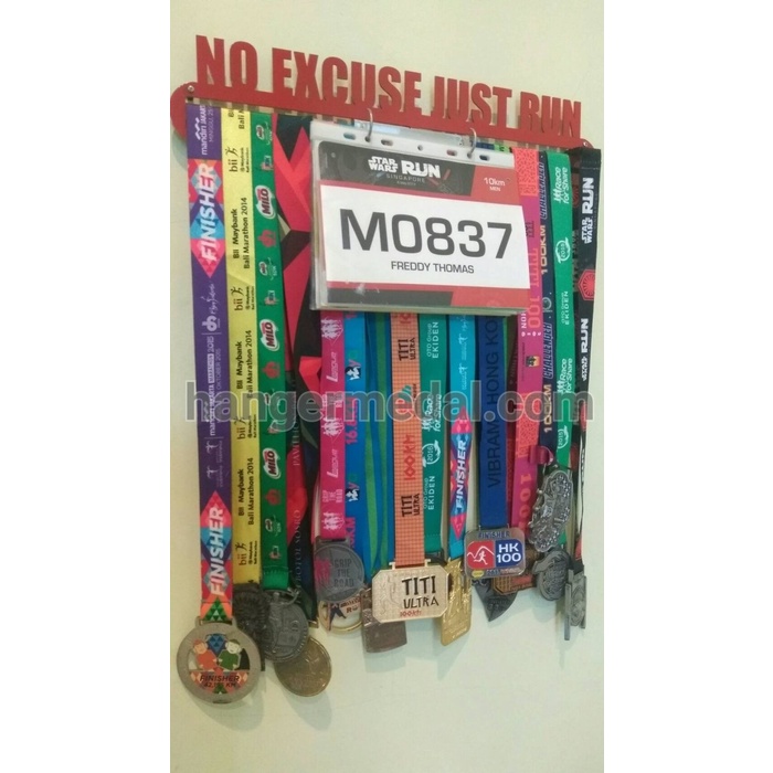 HANGER MEDAL - GANTUNGAN MEDALI - NO EXCUSE JUST RUN