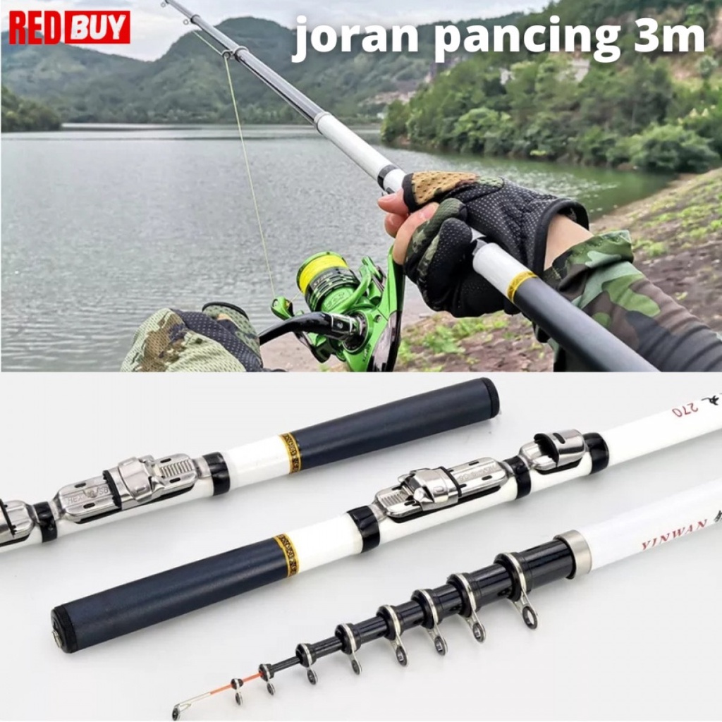 Joran Pancing Carbon Fiber Frp Portable Telescopic Fishing Rod 3M