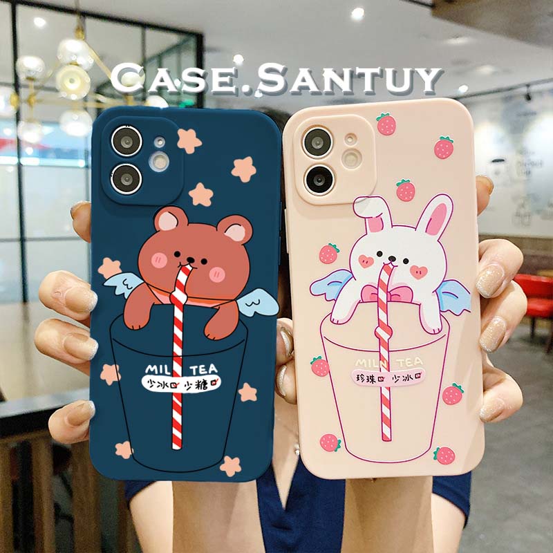 Case Casing Realme Narzo  50 5G 50i 50A 50 4G 50A Prime 50i Prime Bear Bunny Case Square Edge phone back cover