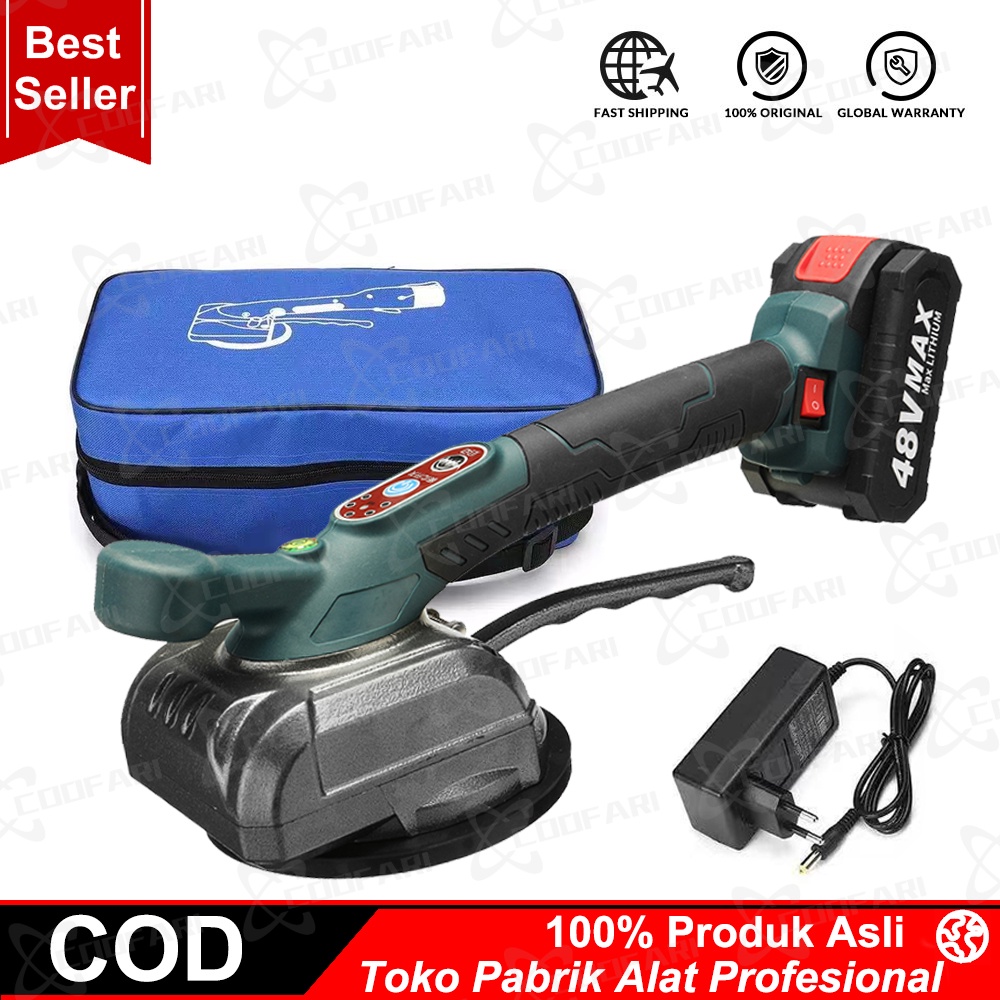 48V 5 Gears Professional Floor Tile Tiling Machine Portable One-handed Operate Ceramic Wall Tile Tiling Tool 100Kg Super Adsorption Strength Vibrators Suction for 120x120cm Tiles