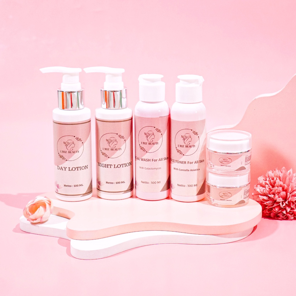 PAKET WHITENING GLOWING SKIN CARE L'RIZ BEAUTY FOR ALL SKIN LENGKAP EXCLUSIVE KRIM WAJAH CREAM GLOWI