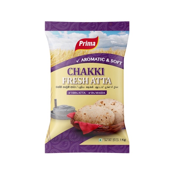 

Prima Flour Packet Chakki Atta Flour Tepung Atta 1kg