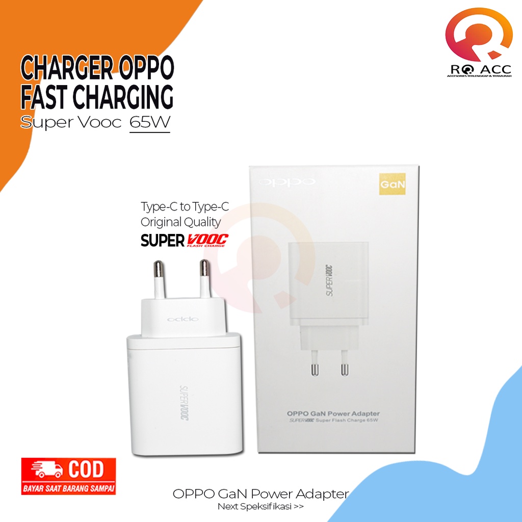 [RO ACC] CHARGER OPPO FAST CHARGING SUPER VOOC GAN 65W TYPE C TO TYPE C ORI