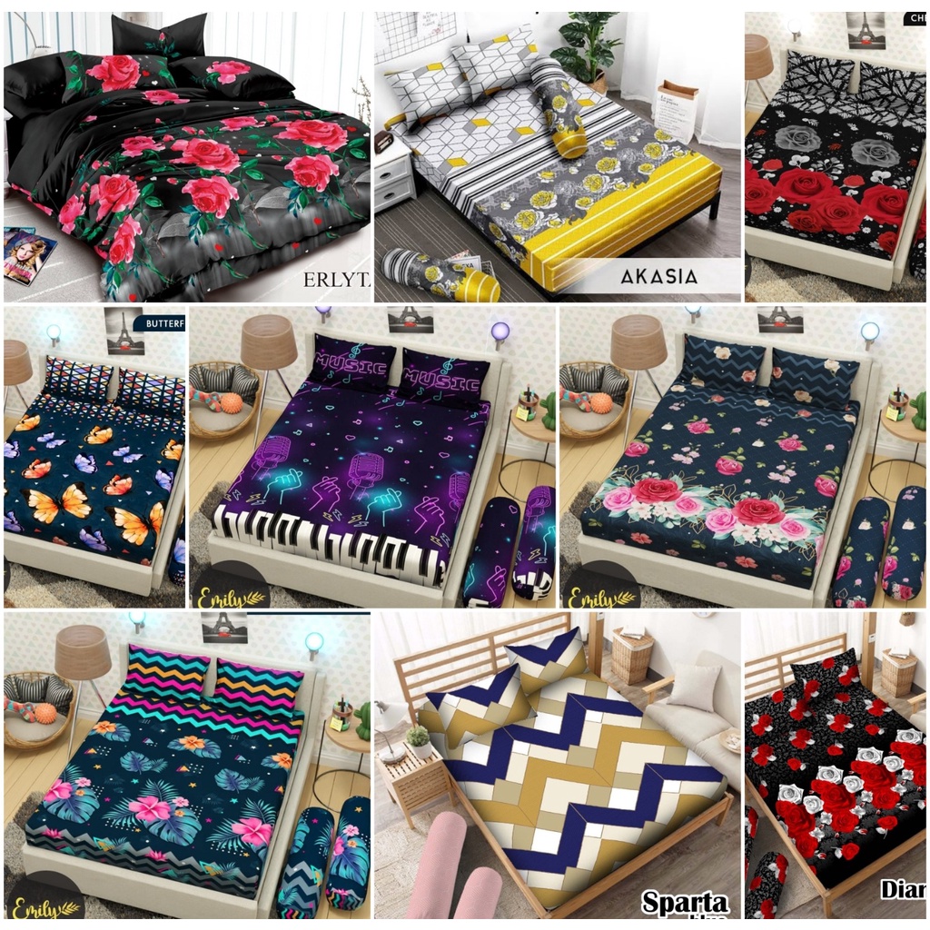 Sprei motif bunga &amp; motif aethetic terbaru uk 180 x 200 cm gratis sarban sargul