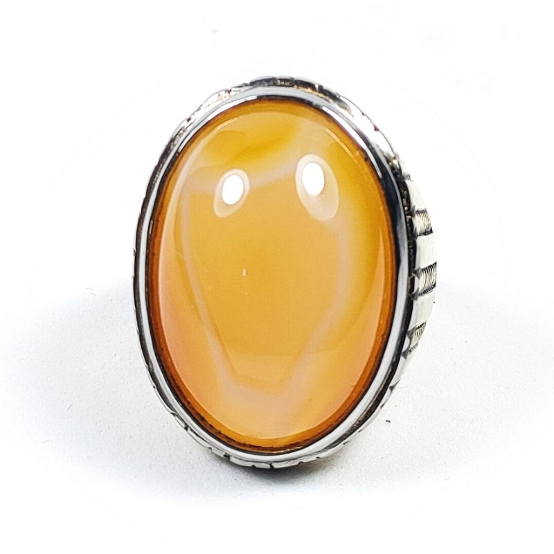 CINCIN MOTIF SULAIMAN NATURAL AGATE CHALCEDONY KODE 02224