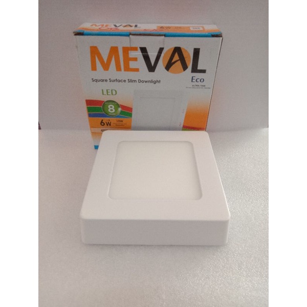 lampu downlight meval led outbow tempel 6 watt kotak