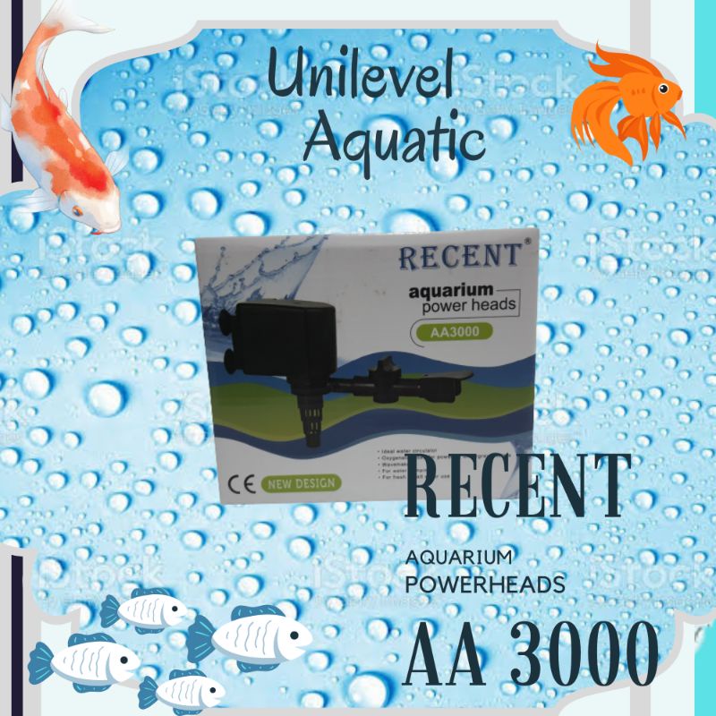 PowerHead Aquarium RECENT AA 3000 Pompa Air Aquarium Kolam 38W Mesin celup Filter Aquarium