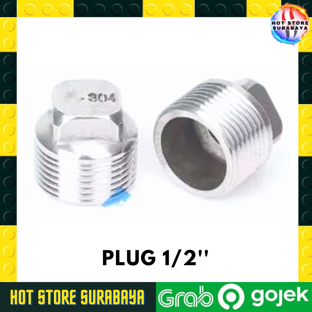 Plug/dop stainless drat luar 1/2&quot; Premium original