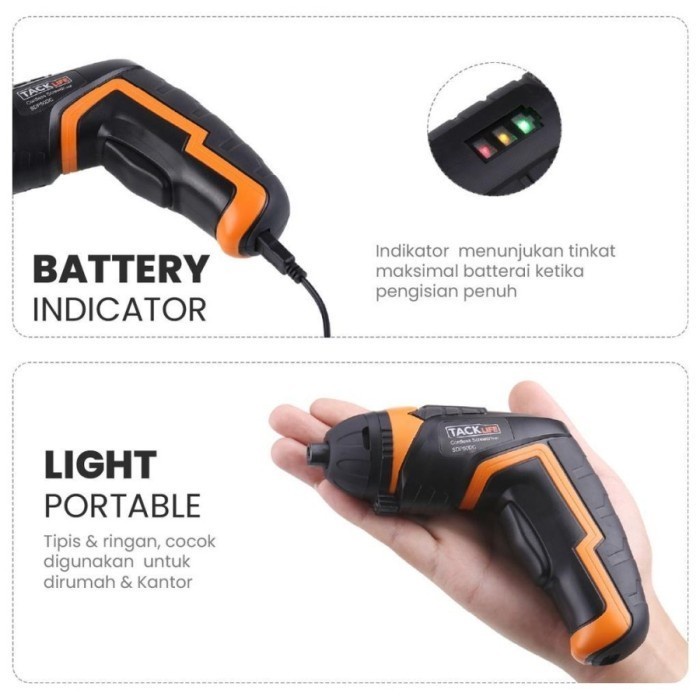 Bor Obeng Tacklife Sdp50Dc 200Rpm Cordless Rechargeable 2000Mah