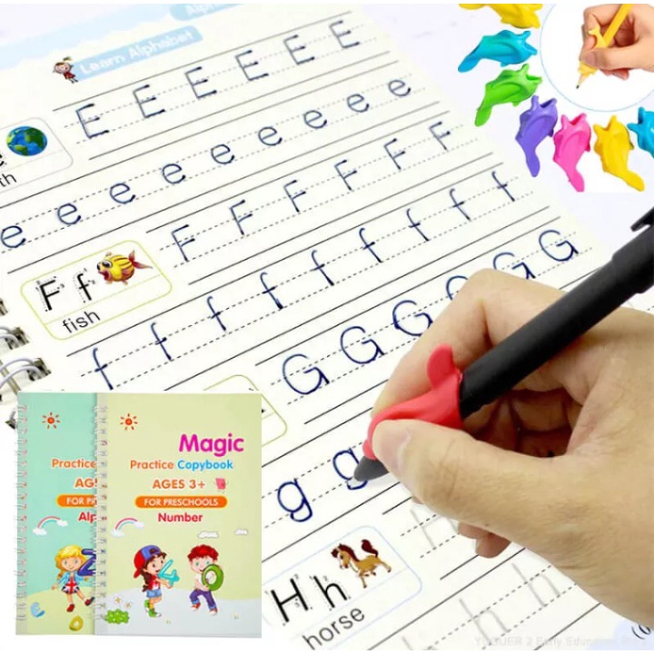 Set Magic Practice Book / Sank Magic Book / Belajar Alfabet Lukisan Aritmatika Matematika Anak Tulisan Tangan Praktek