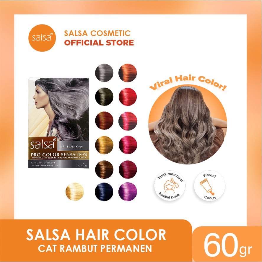 SALSA HAIR COLOR / SEMIR RAMBUT SALSA / CAT RAMBUT / PEWARNA RAMBUT permanen murah / SALSA HAIR COLOUR 60 GR / CAT SEMIR RAMBUT PERMANEN BY SALSA / SALSA HAIR COLOR/CAT RAMBUT SALSA / PEWARNA RAMBUT PERMANEN/cat rambut SALE