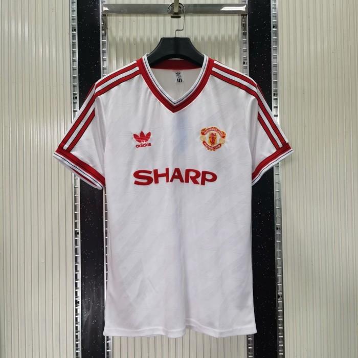 JERSEY BOLA RETRO MANCHESTER UNITED MU AWAY PUTIH 1986 BAJU