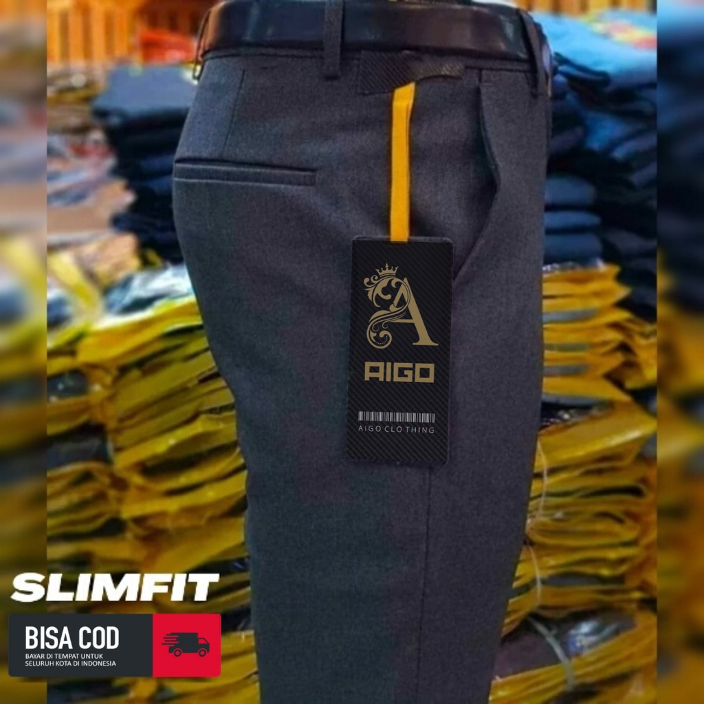CELANA KANTOR PRIA SLIMFIT / CELANA BAHAN TERBARU / TERMURAH