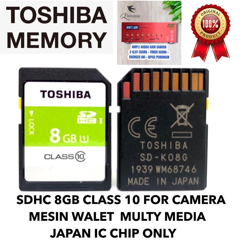 READY STOK GROSIR MEMORY TOSHIBA SDHC 8GB CLASS 10 FOR CAMERA MESIN WALET MULTY MEDIA JAPAN IC CHIO ONLY/Memori Yourz 8gb/16gb/32gb/64gb Micro Sd Turbo C10 + Adaptor