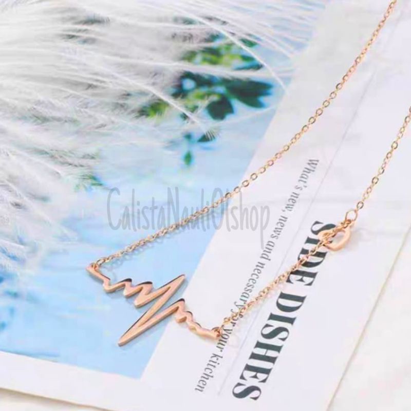 KALUNG DEWASA TITANIUM DENYUT CINTA PERHIASAN EMAS KOREA ANTI KARAT DAN ANTI LUNTUR